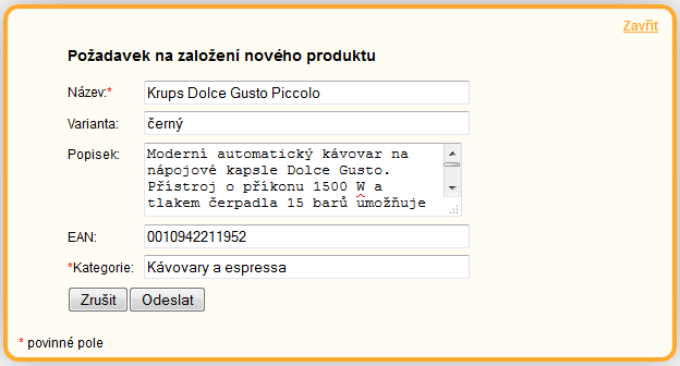 Kdy není vhodné zakládat nové produkty Otázka 4: Mám produkt, který je vyráběný v několika variantách (liší se jen jedním parametrem, například barvou).