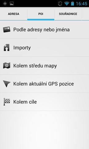 19 Navigator pro Android Můžete místo hledat podle jména, adresy nebo nejbližší kolem vaší polohy, u vašeho cíle nebo kolem trasy. Hledání podle jména nebo adresy: V prvním kroku vyberte stát.