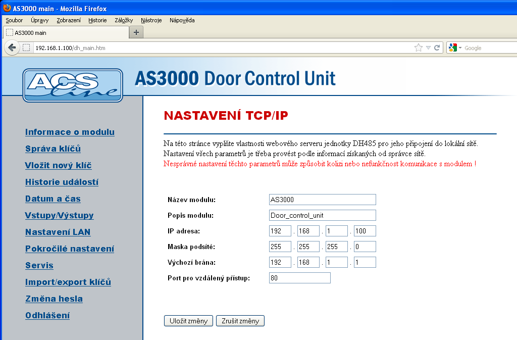 7. Připojení do sítě LAN: Připojení modulu k datové síti ETHERNET proveďte UTP patch kabelem do zásuvky CON1 (RJ45 8/8) na desce CPU.