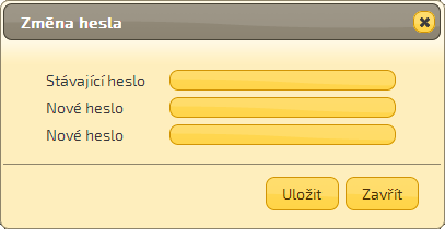 8. Změna hesla Přihlášený uživatel má možnost změnit své heslo pomocí položky Změna hesla z menu. Obr.