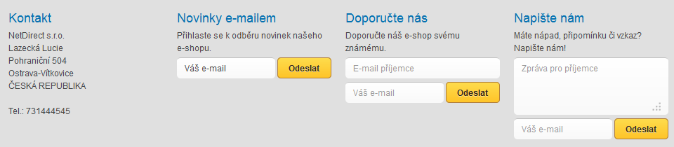 V sekci dodací adresa je možno zobrazit a editovat dodací adresu zákazníka v případě, že při registraci byla vyplněna.