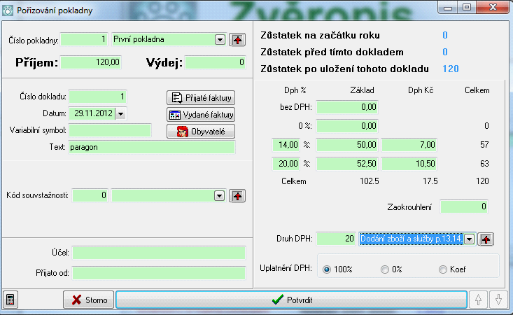 124 Oprava pokladny je kdykoliv možná. Oprava libovolného údaje NEMÁ vliv na pořízený účetní doklad. Opravou pokladny se účetní doklad neopraví. Účetní doklad vzniká pouze při pořizování pokladny.