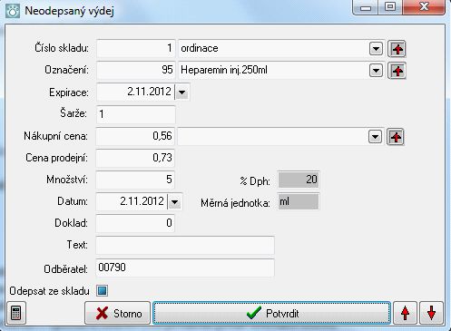 158 Evidujeme stejné údaje jako u výdejky. V této tabulce nelze pořizovat. Funkce: 1. tisk - program nabízí tiskové sestavy, které jsou stejné pro celý sklad.