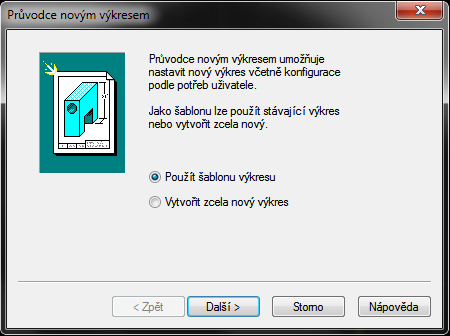 V případě volby nového výkresu vám progecad po spuštění příkazu nabídne jednu ze čtyř možností.