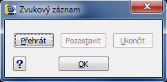 postupně dále provede celým procesem, když vám nabídne pět dalších možností, z nichž však na počátku můžete použít pouze dvě, a sice záznam nebo ukončit.