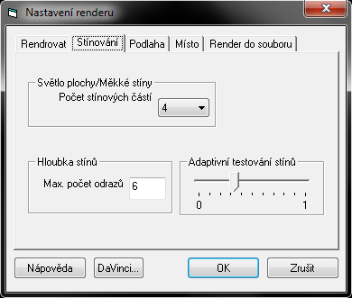 92. Nastavení renderu Zobrazit Vykreslit Nastavení renderu Renderování _setrender rendern zobrazí možnosti nastavení renderu V tomto příkazu jsou obsažena všechna ostatní nastavení, která nebyla