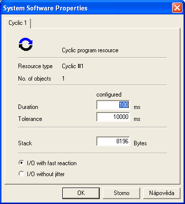 Cyklické taskové třídy 6. Programovatelné automaty Bernecker-Rainer Tyto taskové třídy jsou vykonávány cyklicky. Doba je definována uţivatelem a je monitorována systém managerem.