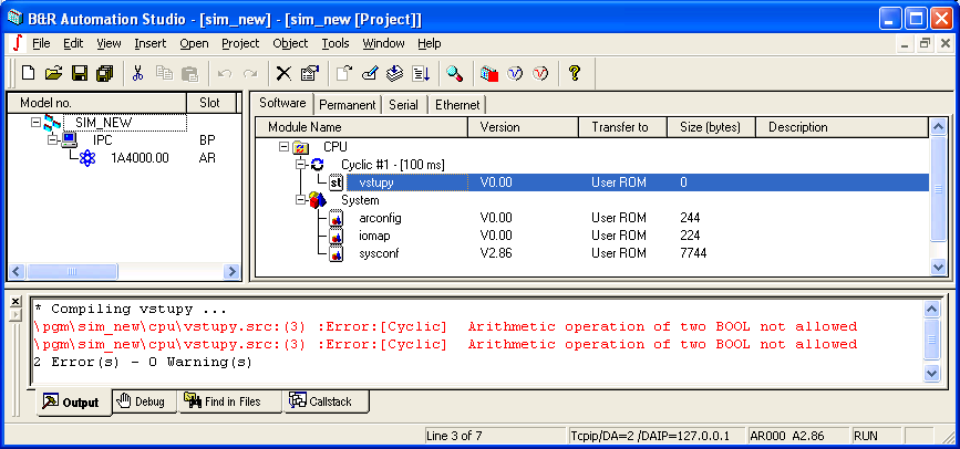 Download do PLC 6. Programovatelné automaty Bernecker-Rainer Před zápisem programu do PLC je nutné ještě provést kompilaci programu.