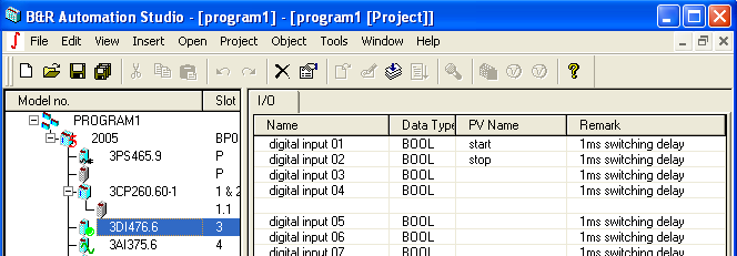 7. Programovatelné automaty Bernecker-Rainer. programování, komunikace Kliknutím v menu Insert New Variable (obr.7.4 ) se vloţí nová proměnná. Obr.7.4 : Vytvoření nové proměnné.