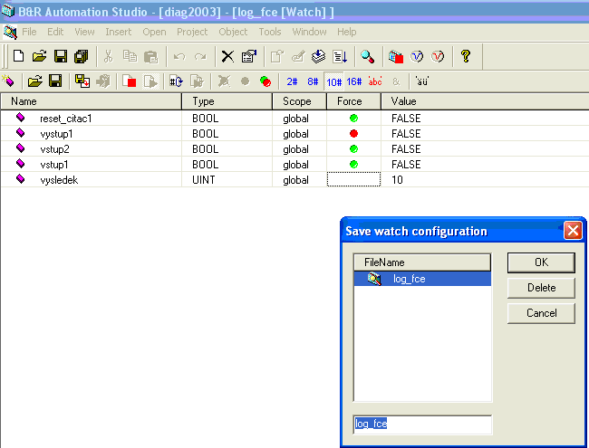 8. Testovací nástroje ve Step7 a B&R Automation Studiu 8.2.2 Monitor Pro monitorování běhu programu, hardwarové konfigurace slouţí monitor. Monitor spustíte kliknutím na ikonu.