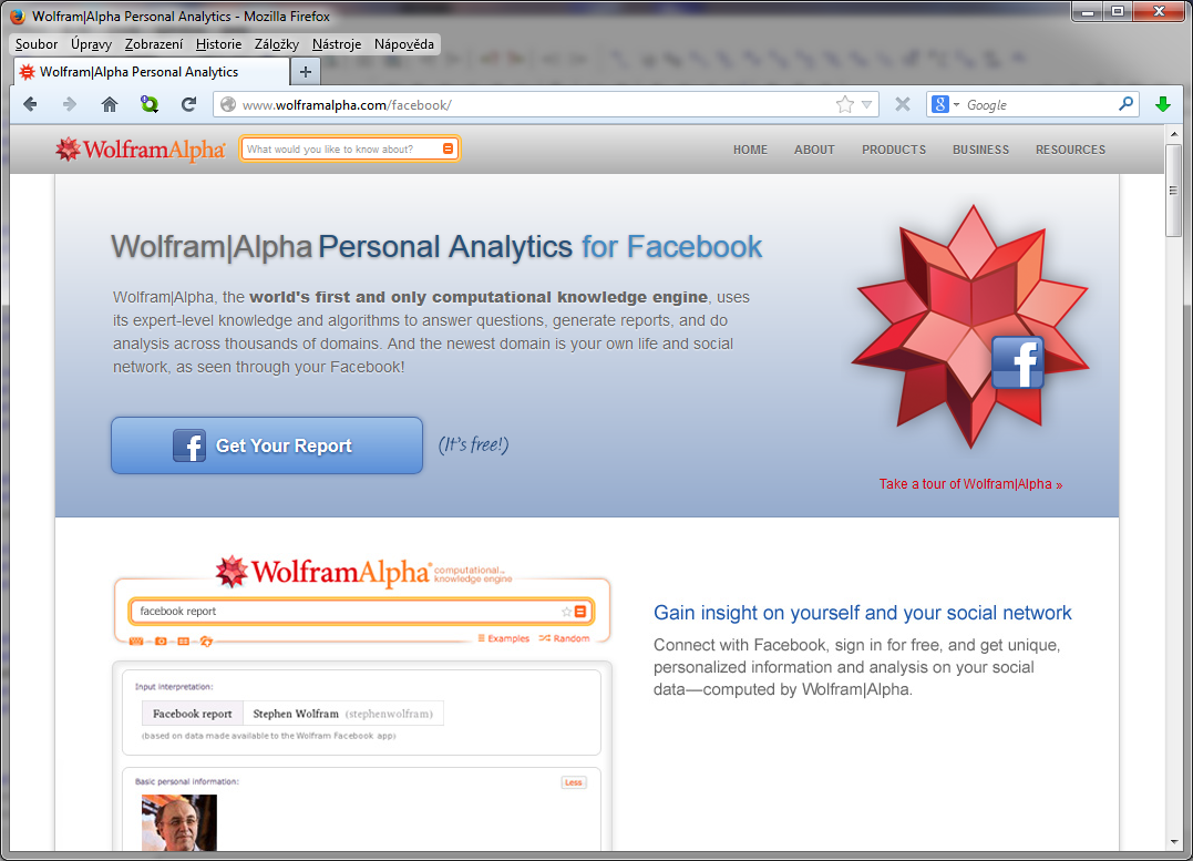 Facebook Informace z Wolframu