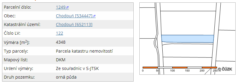 Přístup k pozemku je možný ze západu po nezpevněné polní cestě. U tohoto pozemku je druh pozemku a zakreslení podle stavu uvedeného v katastru nemovitostí v souladu se skutečným stavem. Pozemek parc.