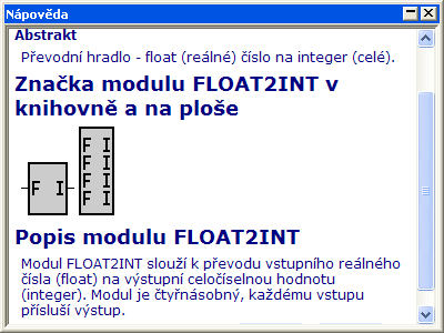 Další okna FREDa Malé okno nápovědy výše, velké