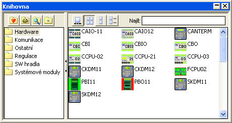 FR E D knihovna; skupina H a rdw a re Obsahuje HW moduly (centrály, periferní jednotky)