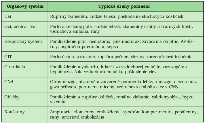 dlouhé kosti, sedící člověk pánev Ilustrace 21: Charakteristické poranění při Blast syndromu Poranění jednotlivých orgánů