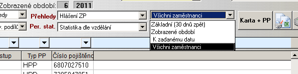 MZDY A PERSONALISTIKA 5-9 Výběr zobrazených zaměstnanců v personalistice: Tento výběr umožňuje filtrovat seznam zaměstnanců.