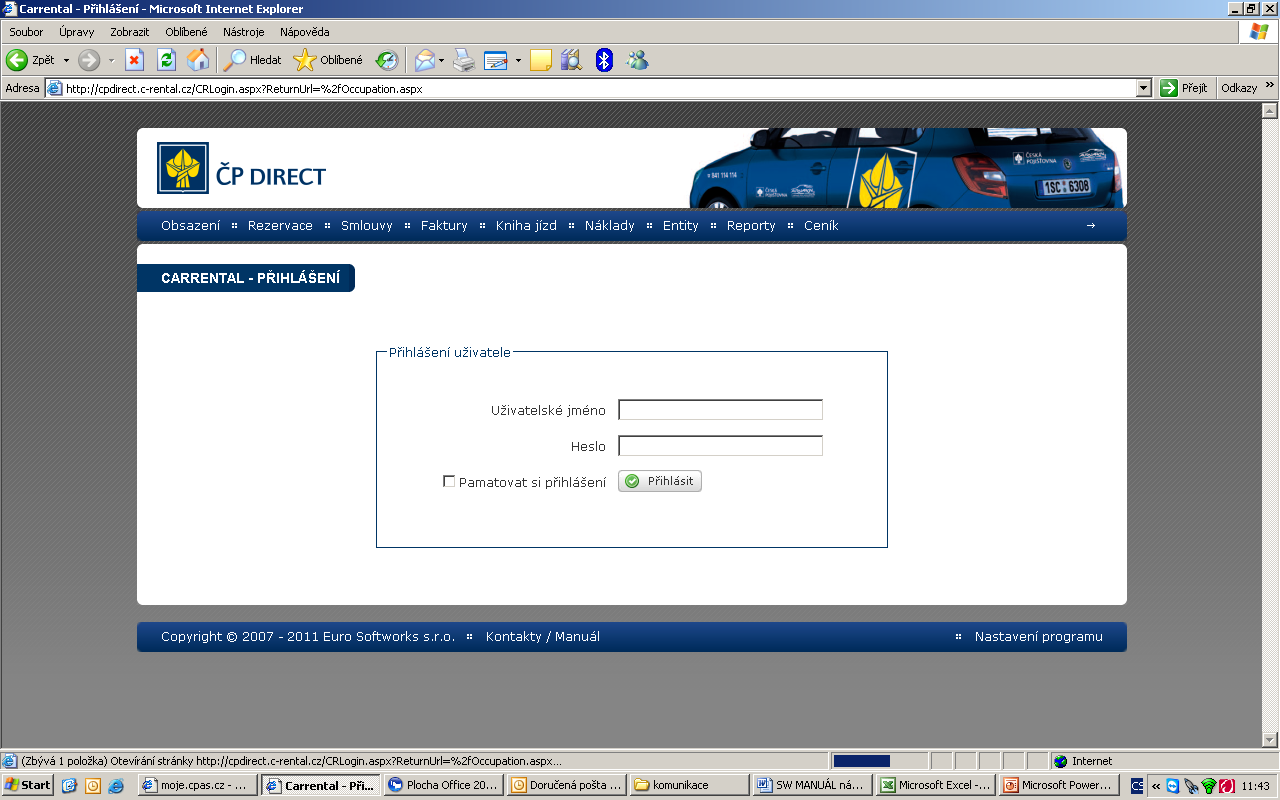 SW CARRENTAL MANUÁL pro smluvní servisy k pronájmu náhradních vozidel ČP DIRECT klientům České pojišťovny (ČP) I. Proces zapůjčení vozidla 1.