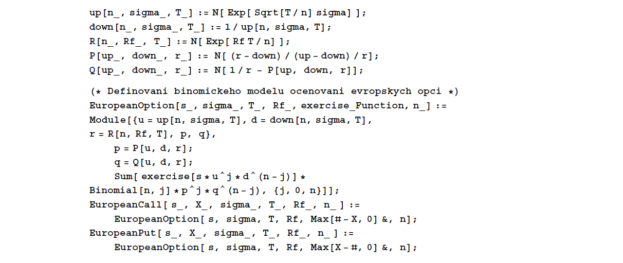 Příloha K: Srovnání americké a evropské call a put