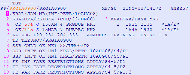 Rezervace po použití vstupu FXB změna rezervační třídy na zpátečním letu.