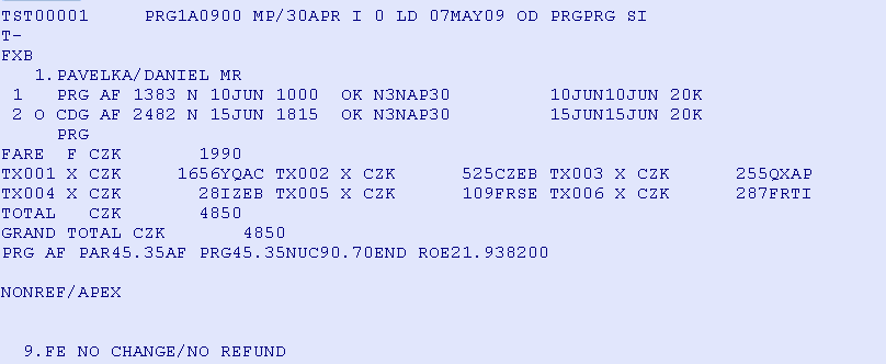 Maska v kryptickém zobrazení Záhlaví masky: TST00001 číslo masky, v tomto případě číslo 1 PRG1A0900 MP/30APR I 0 office ID kanceláře, která masku uložila kód agenta a datum uložení masky status pro