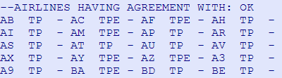 TGETD-CZ zobrazení přehledu všech dopravců, kteří mají elektronický ticketing TGETD-SK v dané zemi (Table Guide Electronic Ticketing Display) TGETD-CZ - ITA (interline agreement) TGAD (Table Guide