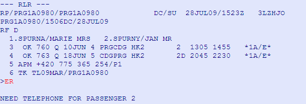 ASOCIACE Asociace k cestujícímu Touto transakcí provedeme přiřazení konkrétního prvku PNR ke konkrétnímu cestujícímu. Asociovat nelze RF a ani jméno.