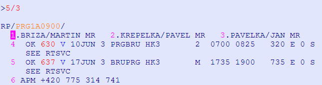 NHP Non Homogenous PNR Not Happy PNR Snižovat nebo zvyšovat počet míst můžeme pouze v rezervaci, kterou jsme ještě neuzavřeli. Máme prodaná 2 místa v rezervaci (HK2) a zapsaná 3 jména.