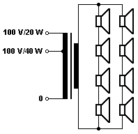 121 Schéma zapojení reproduktorového sloupu DPT208 Ukázalo se, že právě převodní transformátor je oním slabým článkem, který omezuje parametry systému a zásadním způsobem tak ovlivňuje kvalitu