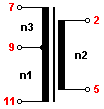 Tab.12 Vypočítané údaje (teoretické) Obr.126 Schéma transformátoru Tab.11 Parametry převodního transformátoru parametr zn.
