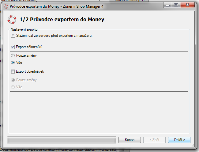 4.2 Export zákazníků z inshopu do Money Zákazníka můžeme vytvořit dvěma způsoby na serveru vytvořit nového zákazníka (registrace) a nebo v Manageru přidáním nové položky v agendě Zákazníci.