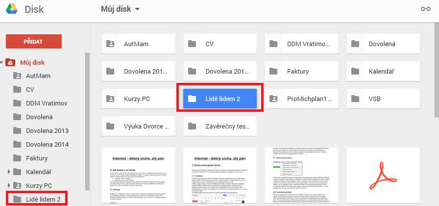 levé straně Google Disku a máme-li vybraný vrcholek