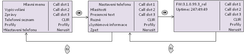 Zobrazení příchozího Položka Zobrazení příchozího umožňuje měnit informace zobrazované na displeji telefonu při příchozím hovoru. Samotná změna zobrazované informace se provádí pomocí tlačítek.