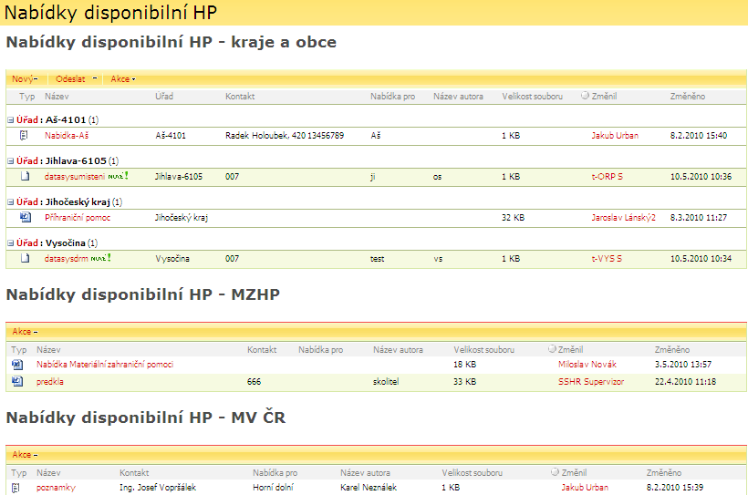 2.2 Nabídky disponibilní HP Popis procesu: Vložení nabídky disponibilní HP na vývěsku připojením přílohy z počítače nebo ze šablony.