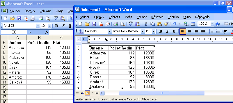 Tabulkové procesory (MS Excel) tabulkový procesor je součástí kancelářských balíků (OpenOffice, MS Office, StarOffice, Office 602) charakteristika: práce s 2D a 3D tabulkou základním elementem je