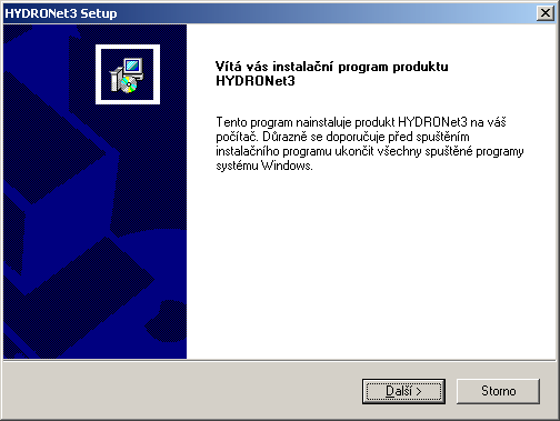 2.5 Postup instalace a od-instalace programu Instalace programu HYDRONet 3 je součástí komplexní instalace systému. Je to volitelná část. Instalaci spustíte pomocí programu SETUP.