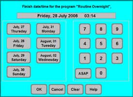 5. Obsluha 5.3.1 Úprava vybraného programu Předefinování času ukončení programu: Stiskněte FINISH TIME. Ve vstupním okně nastavte nový čas ukončení. Obr.