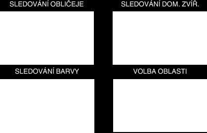 Záznam Jasné zachycení objektů (PRIORITA VOLBY AE/AF) PRIORITA VOLBY AE/AF je funkce, která upravuje zaostření a jas na základě vybrané pozice Pokud zaregistrujete obličej osoby předem, umožníte tak