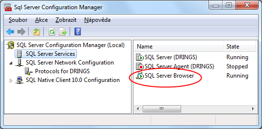 Přejděte do levého panelu na Připojení a zatrhněte Allow remote connections to this server (povolit vzdálená připojení k serveru) 5) Povolte službu SQL Server Browser V nabídce Start vyberte Všechny