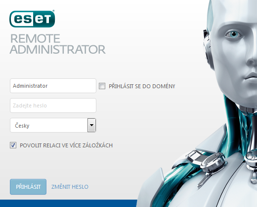 Na lokálním serveru (počítač, na kterém běží ERA Web Console) klikněte na Start > Všechny programy > ESET > ESET Remote Administrator > ESET Remote Administrator Web console.