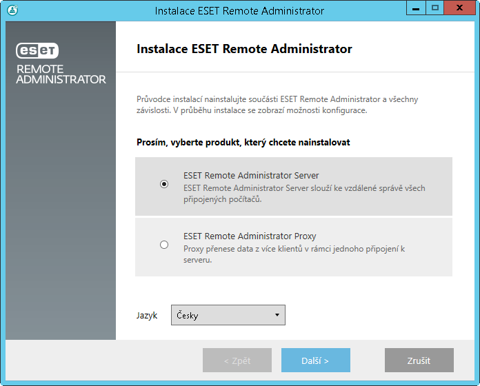 2.2 Instalace balíčku ERA instalátor (all-in-one) je dostupný pouze pro operační systém Windows.