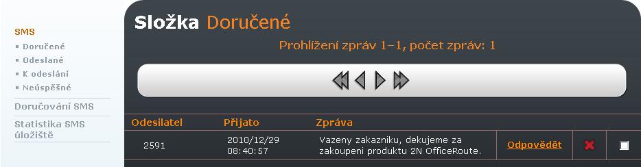 SMS 4.2 4.2 SMS Díky vestavěnému SMS serveru může 2N OfficeRoute zprávy SMS nejen odesílat, ale je schopna je i přijímat a doručovat do schránek jednotlivým uživatelům.