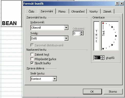 nastavíme ve Formát /Buňky / Vzorky Text ještě můžeme
