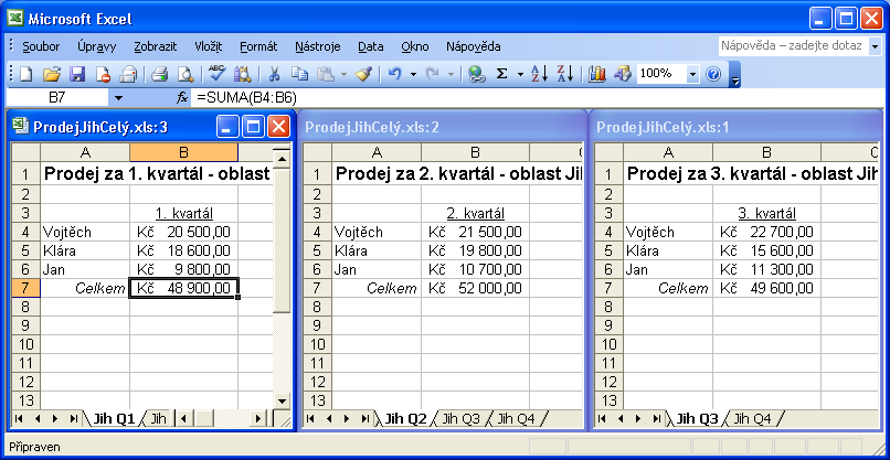 68 Microsoft Office Excel 2003 Sloučení listů se stejnými vzorci Informace z několika listů, které mají stejný formát a stejné uspořádání, můžeme nejen propojit, ale také z nich můžeme příkazem Data,