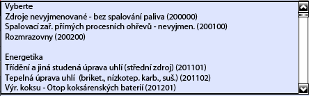 Pokud je zadáno číslo mimo očekávaný rozsah, aplikace zobrazí upozornění: Pole Kategorie zdroje Výběr údaje se provádí pomocí číselníku: Po kliknutí do příslušné řádky se vybraný údaj zobrazí: Pole