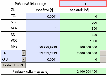 List 3 pokračování Poplatek za samostatný zvláště velký, velký nebo střední zdroj ostatní stacionární zdroj vzhled formuláře Pole Pořadové číslo zdroje Vyplní se pořadové číslo zdroje, za který se