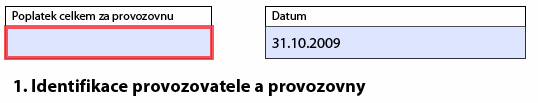 Pole 9 Předepsané emisní limity jsou Zaškrtávací pole kliknutím kurzorem myši na příslušný kroužek se vybere jedna z možností: Pole 10 Datum Je vyplněno automaticky dle údaje v Listu 1: Přidání