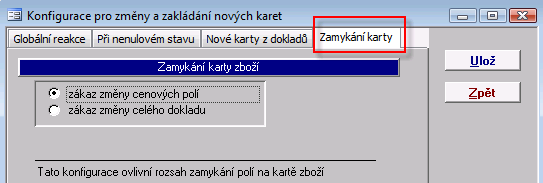 Zboží a ceny 22 Uzamykání karet zboží Nový režim uzamknutí karet zboží, umožní uzavřít cenové karty (lze zamknout i hromadně) bez ohledu na stav zásob a odemčení karet vyžaduje právo ZBOŽI/CTRL 3.