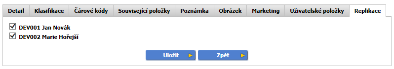 Uživatelské položky Zobrazí pole, která lze nadefinovat v Administraci/Uživatelská pole.