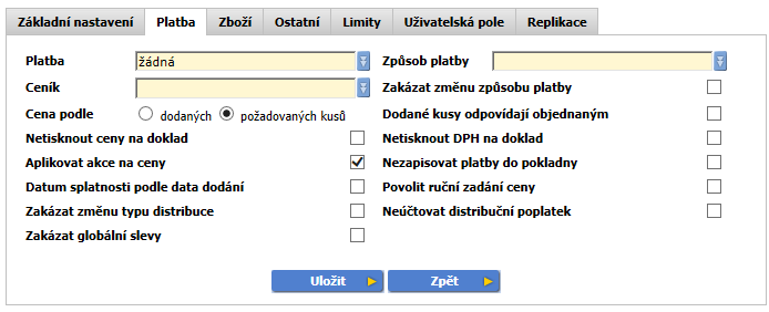 Platba Ostatní znaky se přebírají, výsledná délka čísla dokladu může být max.13 znaků. Pokud není vyplněno, číslo dokladu se generuje jako OR#R2#W2#J3.