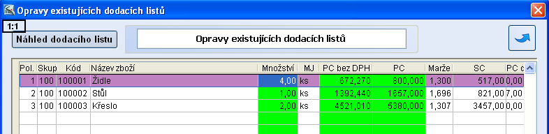 je úplným daňovým dokladem. Dodací list je možné tisknout pro interní účely jako doklad pro skladníka, případně interní doklad v průměrných skladových cenách pro účely účetní evidence.